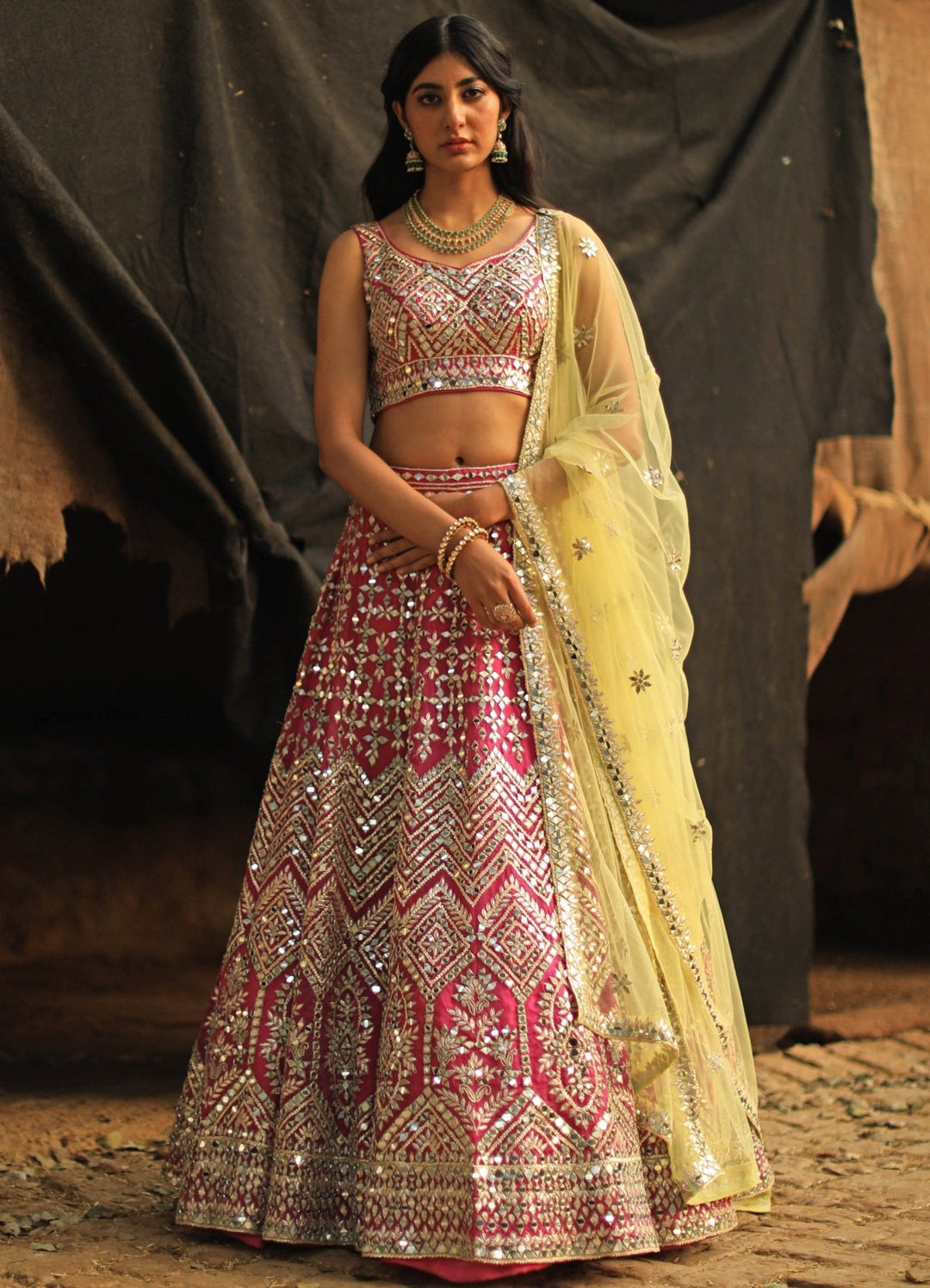 Pink Mirrorwork and Zari Lehenga Set Angad Singh - Fabilicious Fashion