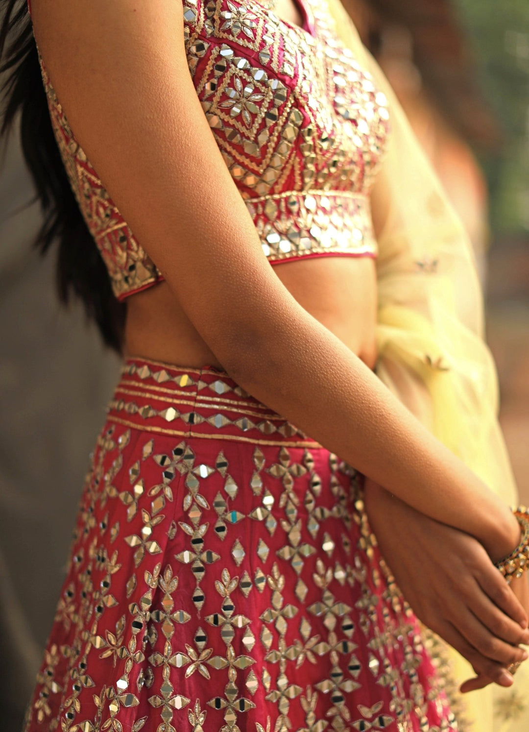 Pink Mirrorwork and Zari Lehenga Set Angad Singh - Fabilicious Fashion