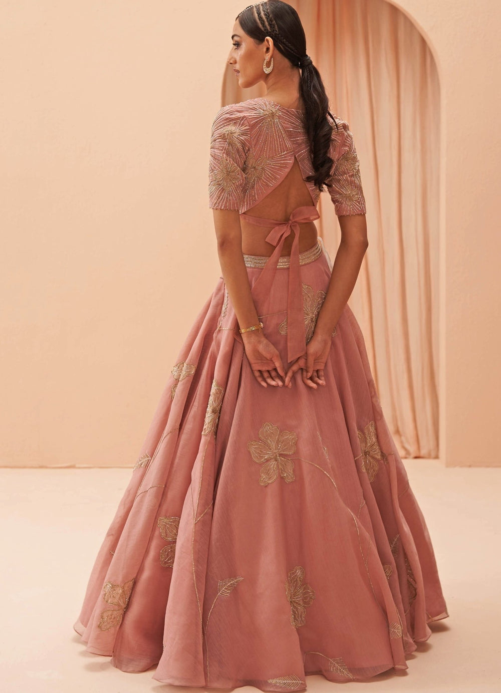 Pink Orchid Applique lehenga set Parul Gandhi - Fabilicious Fashion