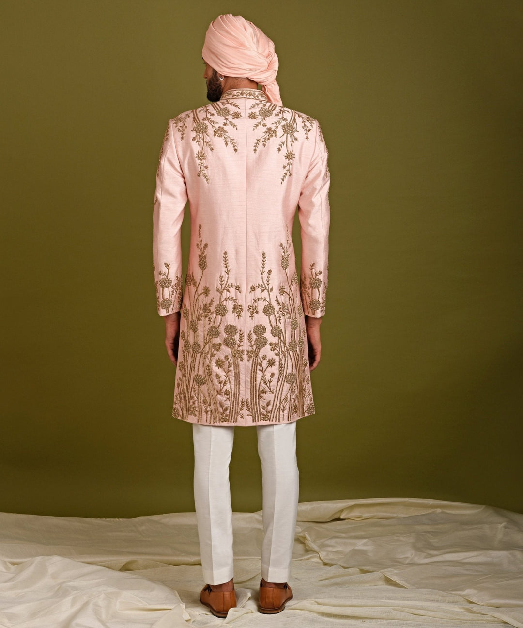 Pink Peach Floral Garden Sherwani Chatenya Mittal - Fabilicious Fashion