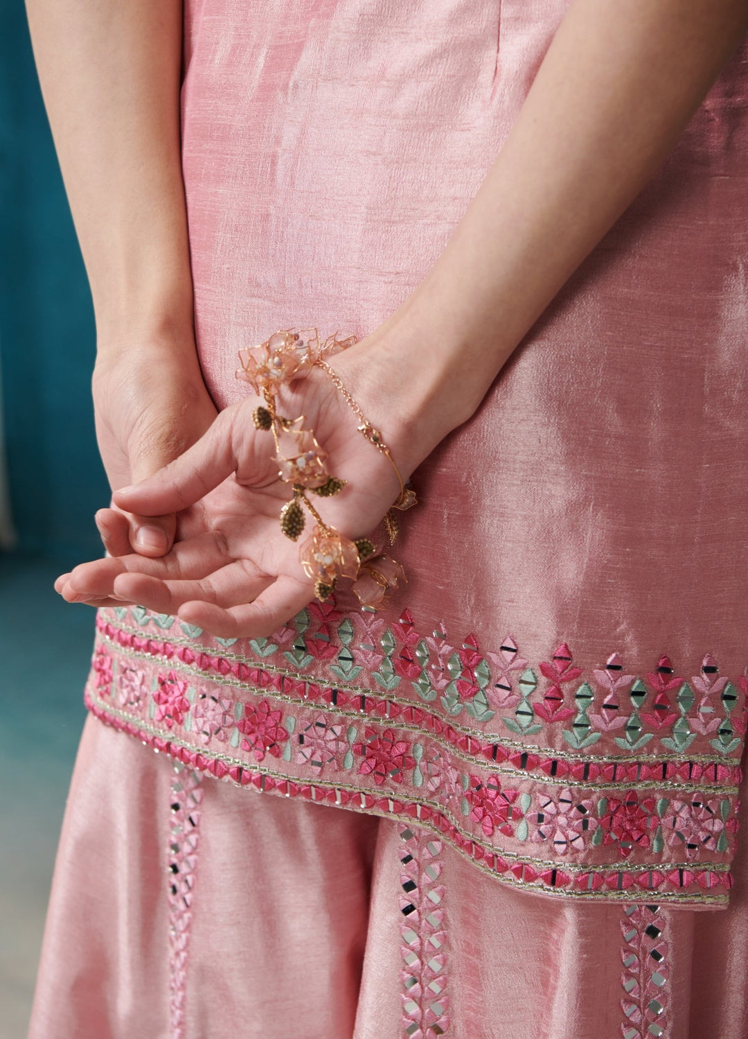 Pink Silk Front Open Kurta Set Suhino - Fabilicious Fashion