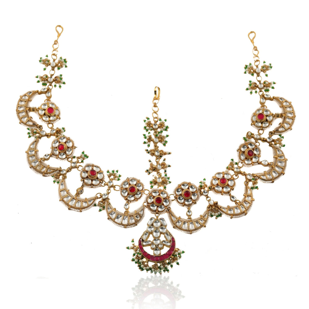 Pink Stone Chand Mathapatti Riana by Shikha Jindal - Fabilicious Fashion