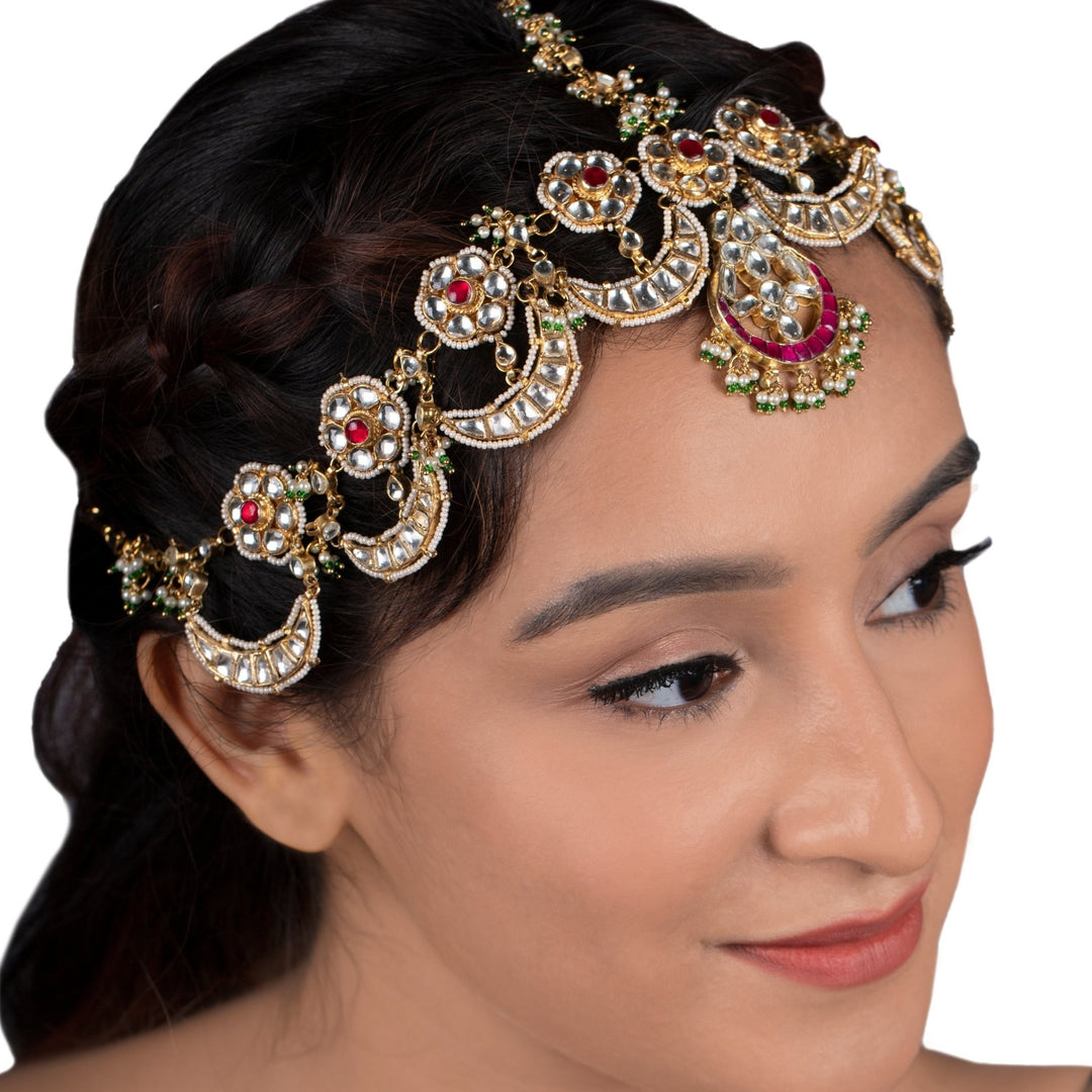 Pink Stone Chand Mathapatti Riana by Shikha Jindal - Fabilicious Fashion