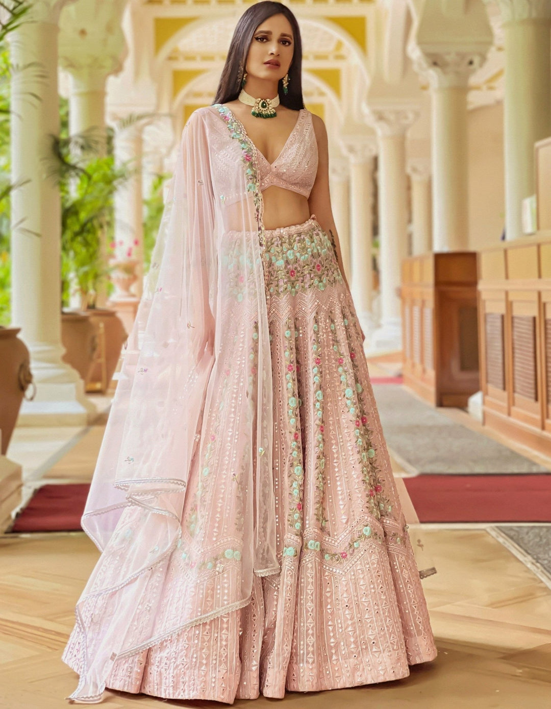 Pink Water Lilies Lehenga Set Chamee n Palak - Fabilicious Fashion