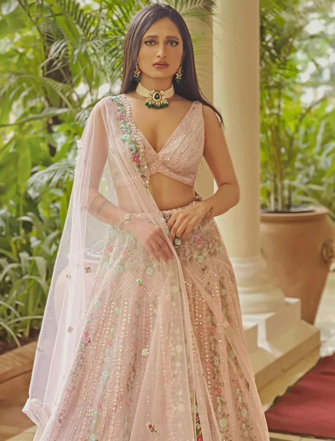 Pink Water Lilies Lehenga Set Chamee n Palak - Fabilicious Fashion