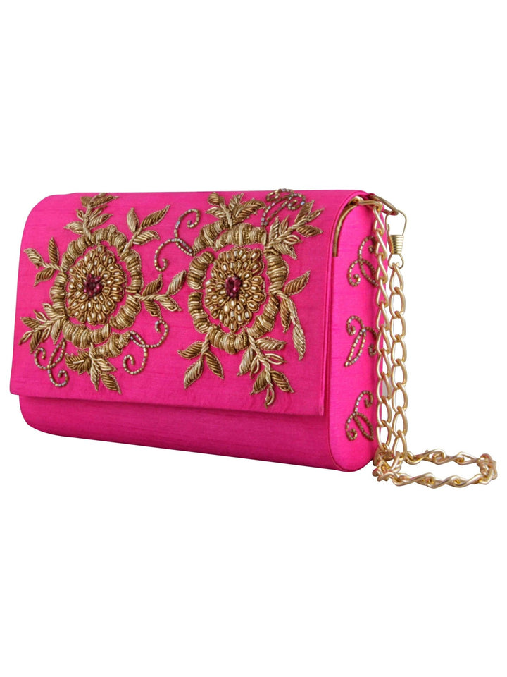 Pink Zardosi Clutch The Purple Sack - Fabilicious Fashion