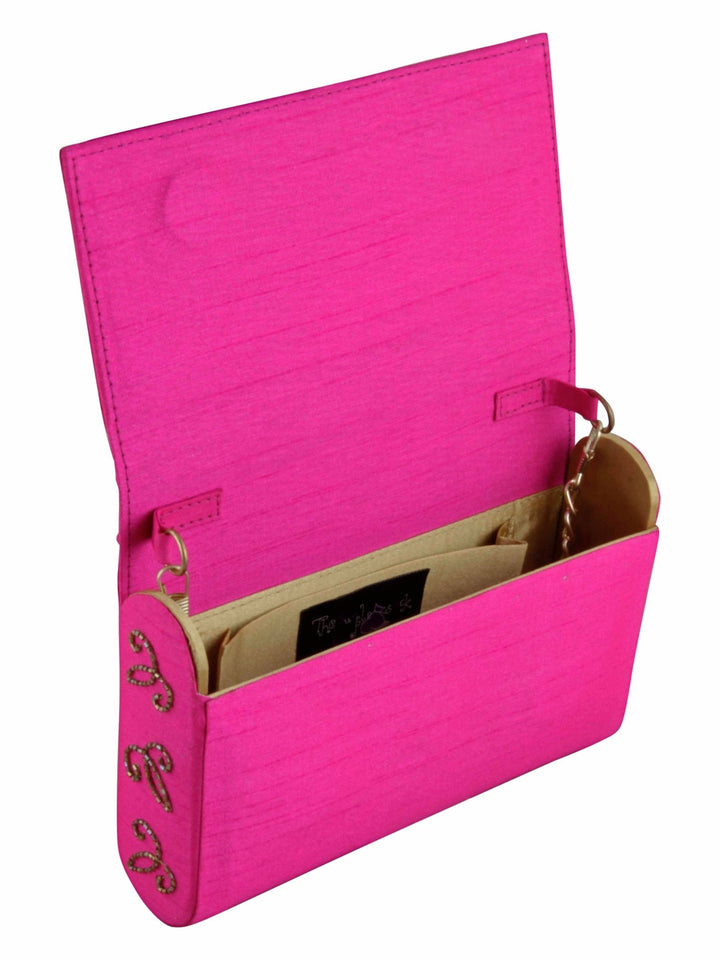 Pink Zardosi Clutch The Purple Sack - Fabilicious Fashion