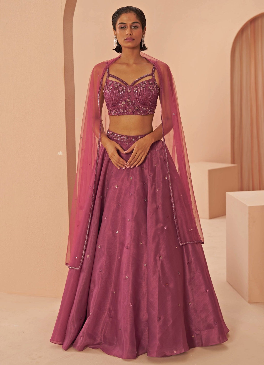Plum sorbet Embroidered Lehenga Set Parul Gandhi - Fabilicious Fashion