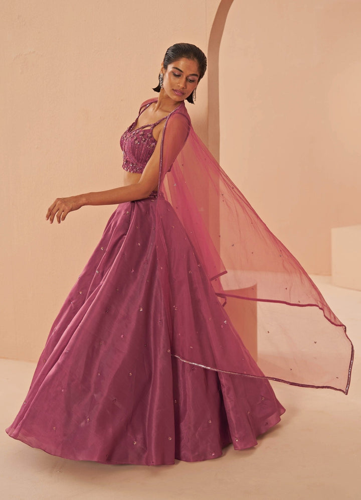 Plum sorbet Embroidered Lehenga Set Parul Gandhi - Fabilicious Fashion
