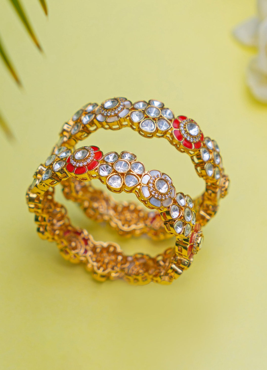 Polki and Red Gold Bangle Zevar by Geeta - Fabilicious Fashion
