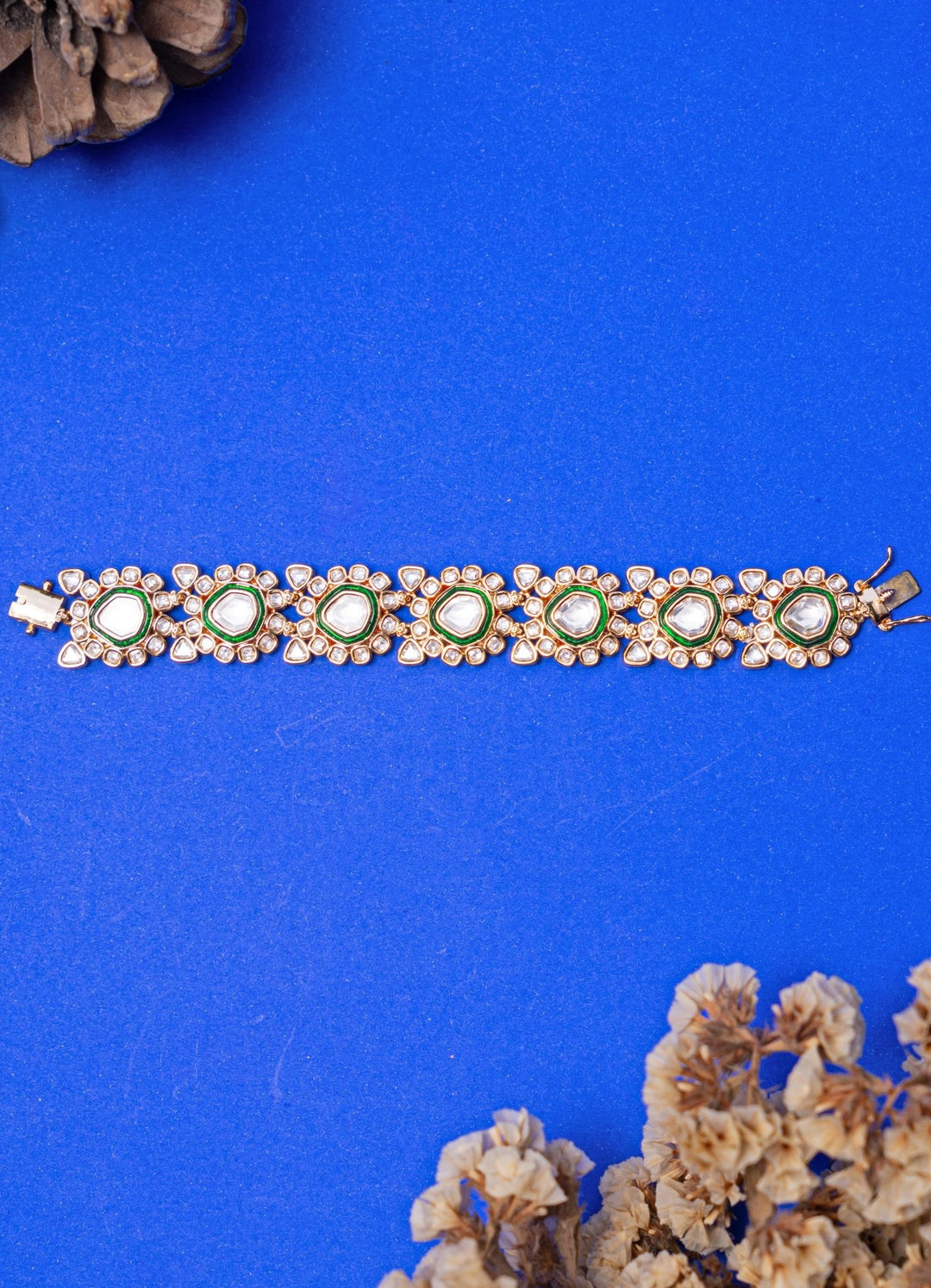 Polki Meena Look Gold Bracelet Zevar by Geeta - Fabilicious Fashion