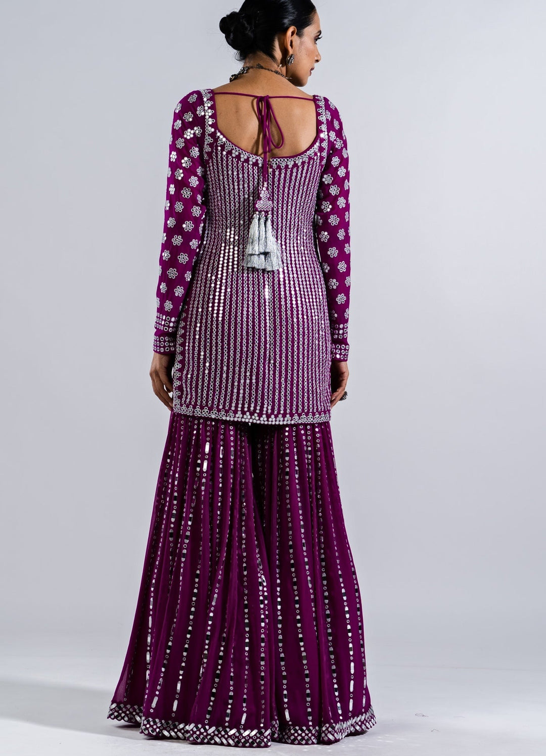 Pop Wine Sharara Set Vvani by Vani Vats - Fabilicious Fashion