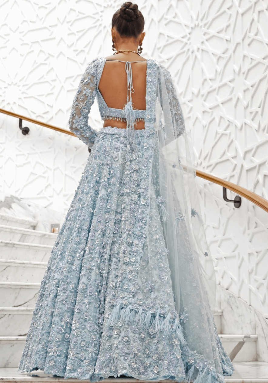Powder Blue Bridal Lehenga Set Nitika Gujral - Fabilicious Fashion
