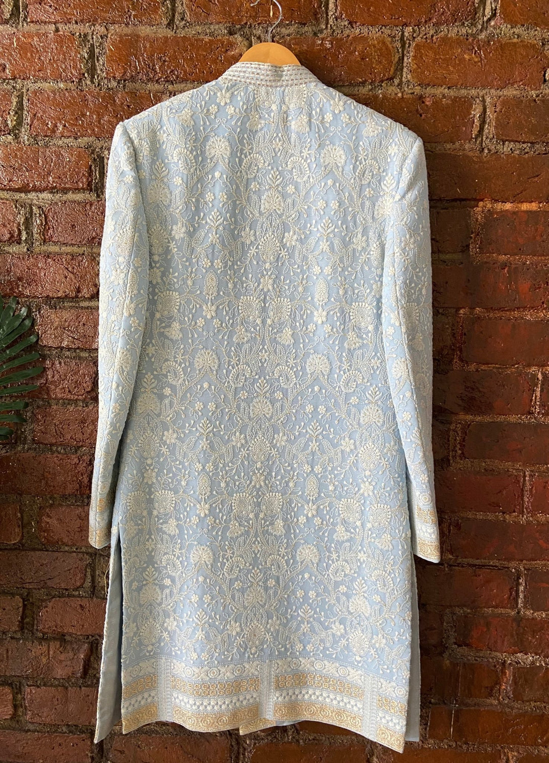 Powder Blue Embellished Silk Sherwani Set Priti Sahni - Men - Fabilicious Fashion