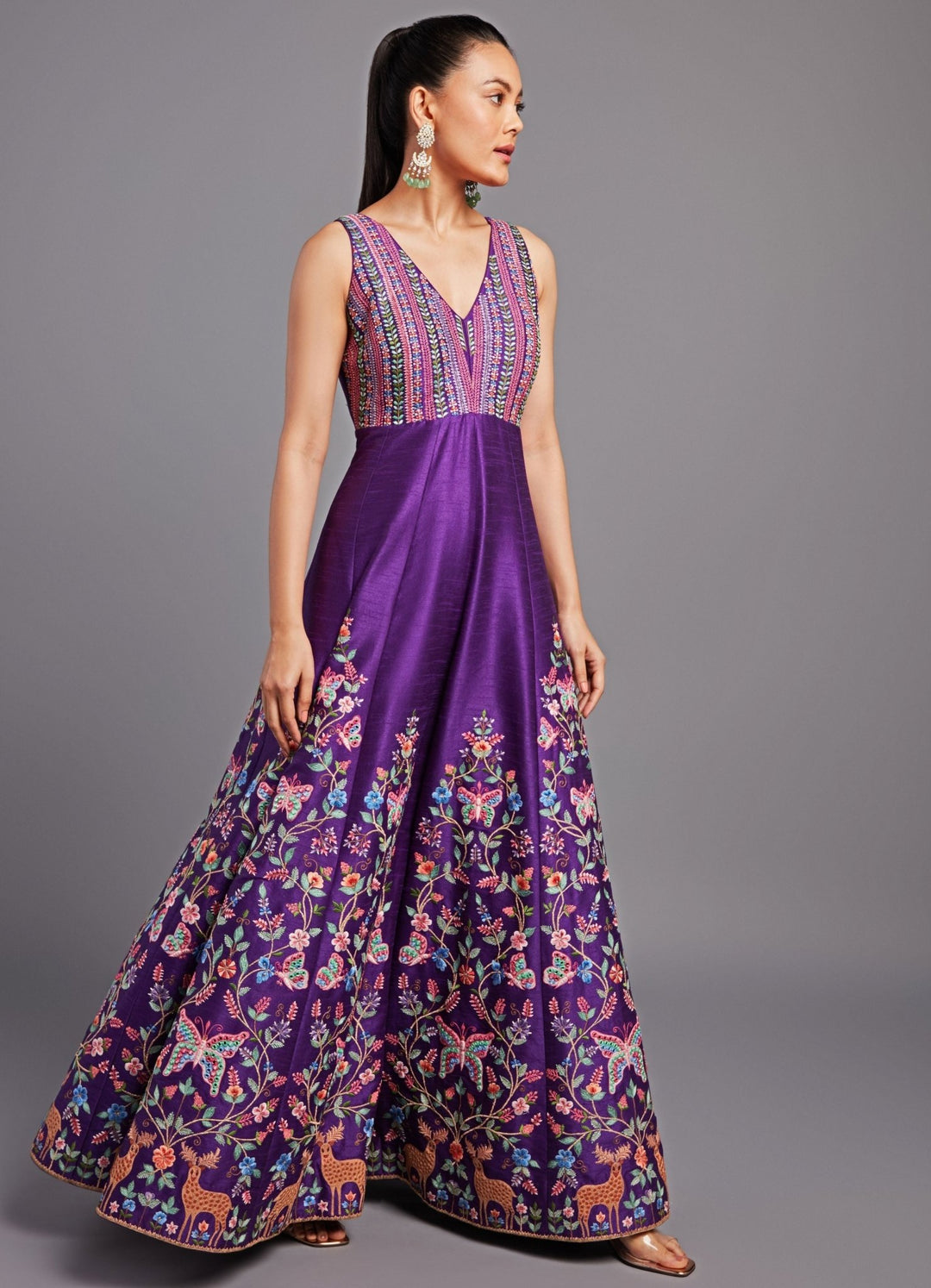 Chamee and Palak Purple Dupion Silk Embroidered Jumpsuit Fabilicious Fashion Chamee and Palak Purple Dupion Silk Embroidered Jumpsuit Fabilicious Fashion