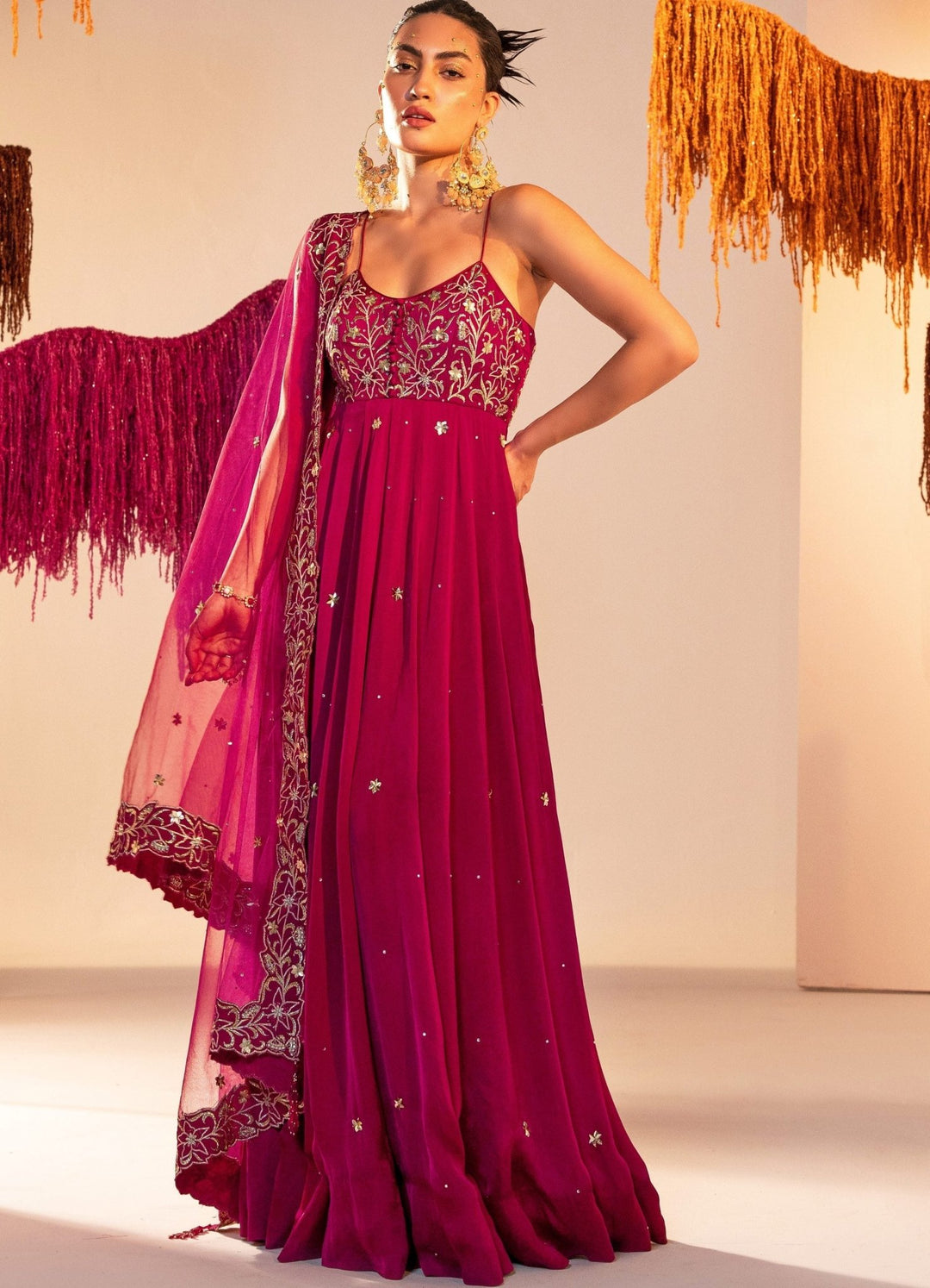 Purple Embroidered Anarkali With Patched Embroidered Dupatta Set Silky Bindra - Fabilicious Fashion