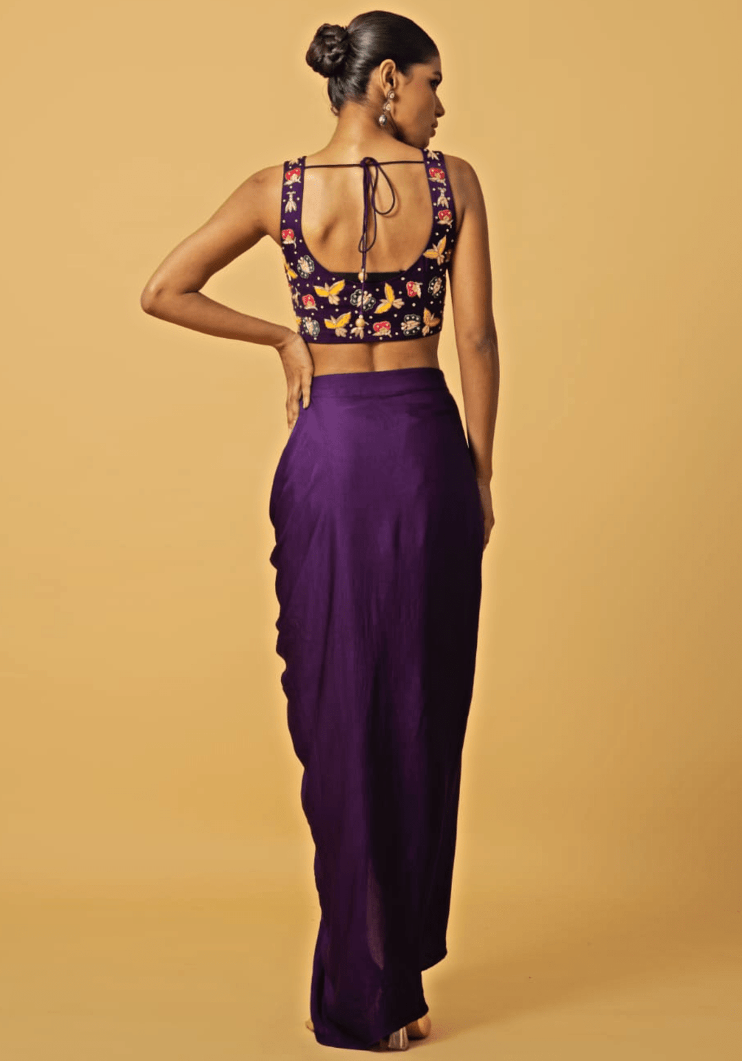 Purple Embroidered Dhoti Skirt Set Quench A Thirst - Fabilicious Fashion
