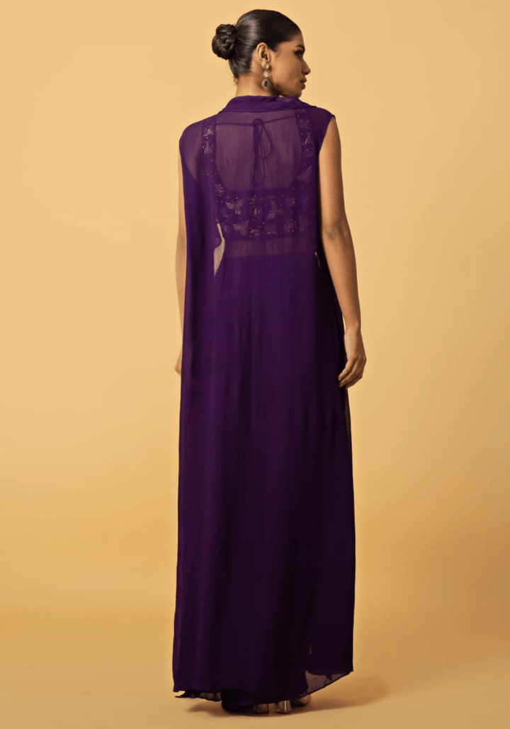 Purple Embroidered Dhoti Skirt Set Quench A Thirst - Fabilicious Fashion