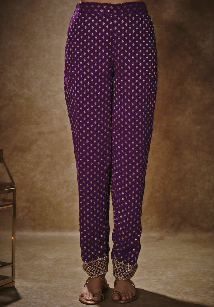 Purple Embroidered Kurta Set Renee Label - Fabilicious Fashion