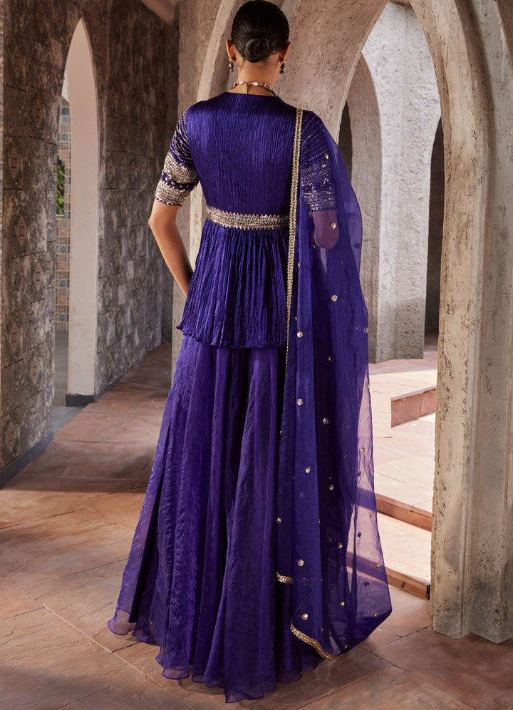 Purple Embroidered Kurta Sharara Set Nidhika Shekhar - Fabilicious Fashion