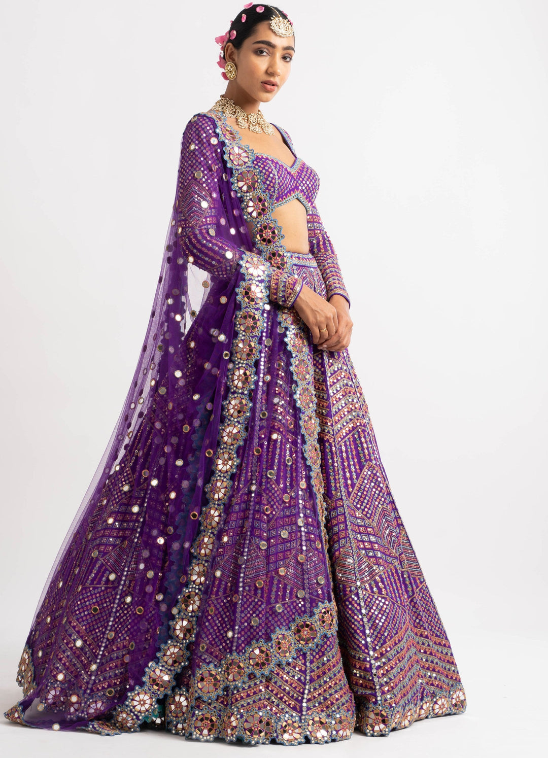 Purple Heavy Multi Color Lehenga Set Vvani by Vani Vats - Fabilicious Fashion
