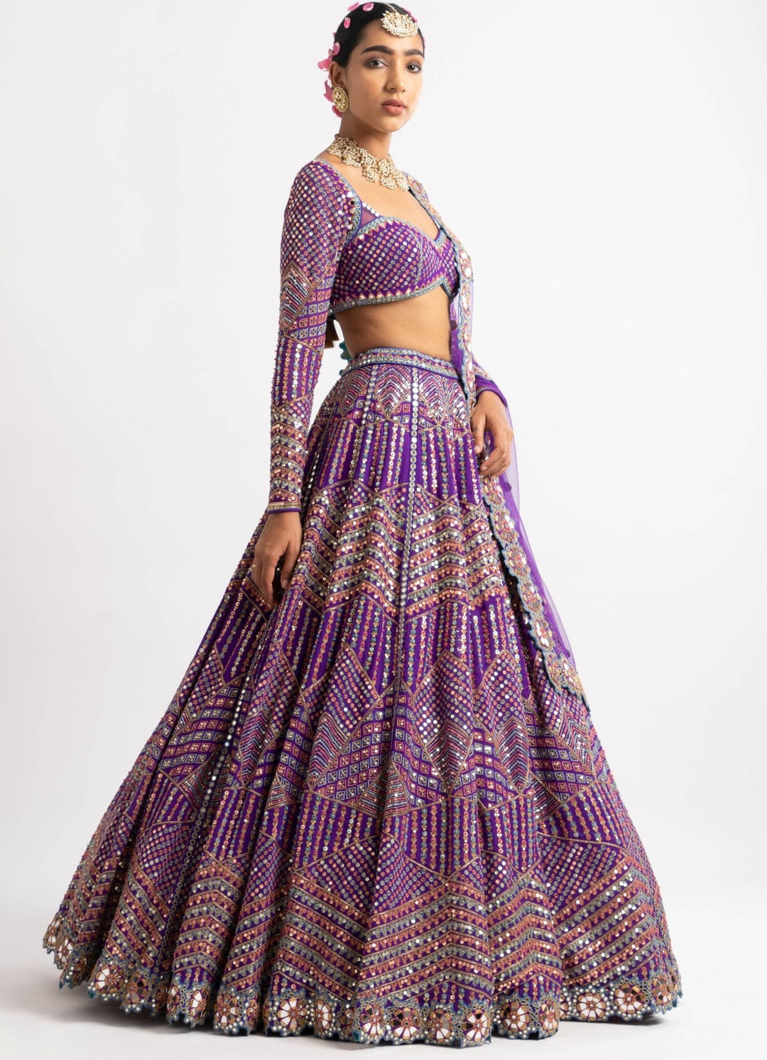 Purple Heavy Multi Color Lehenga Set Vvani by Vani Vats - Fabilicious Fashion