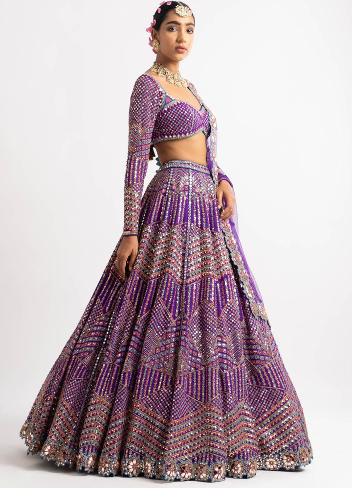 Purple Heavy Multi Color Lehenga Set Vvani by Vani Vats - Fabilicious Fashion