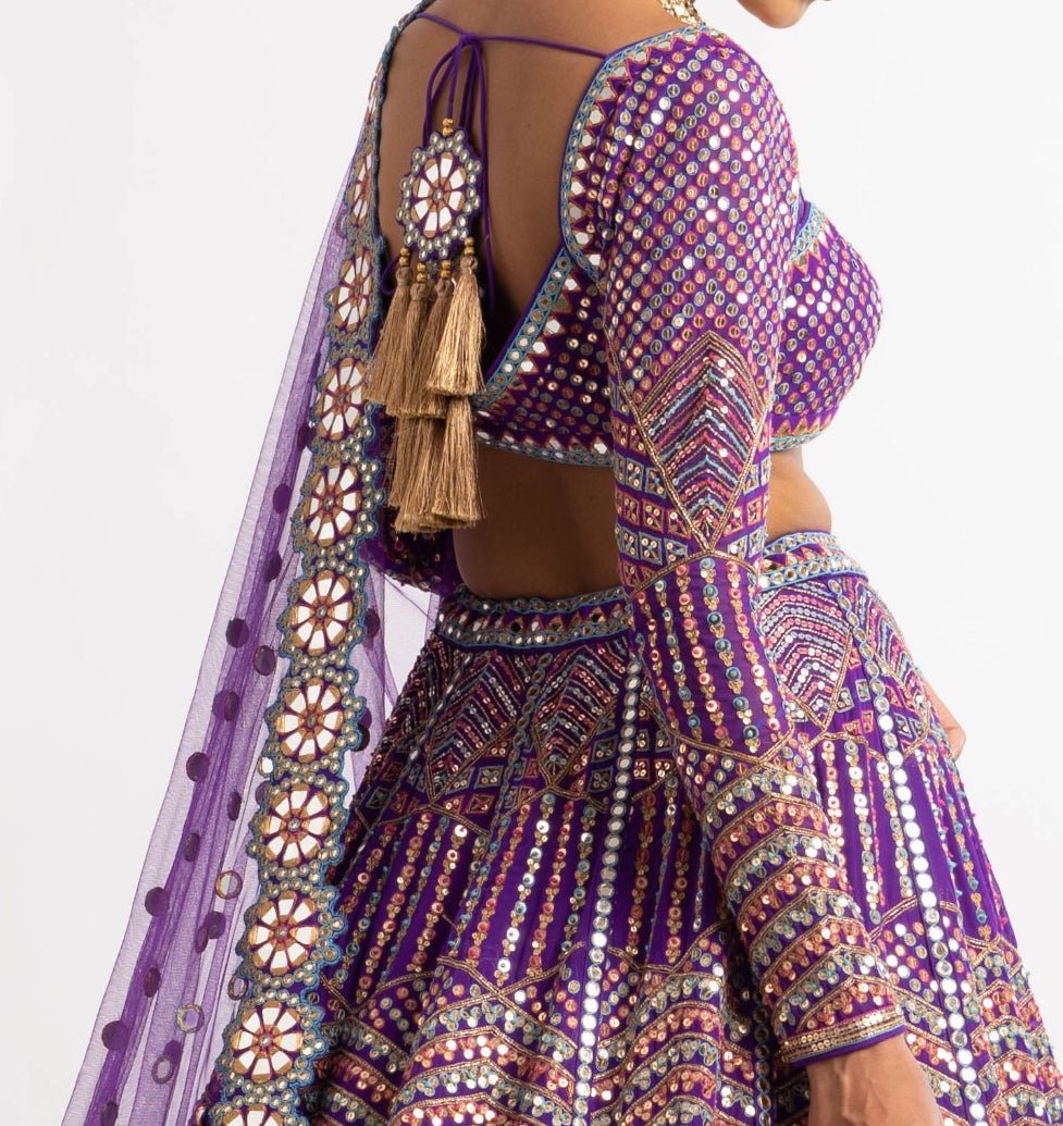 Purple Heavy Multi Color Lehenga Set Vvani by Vani Vats - Fabilicious Fashion
