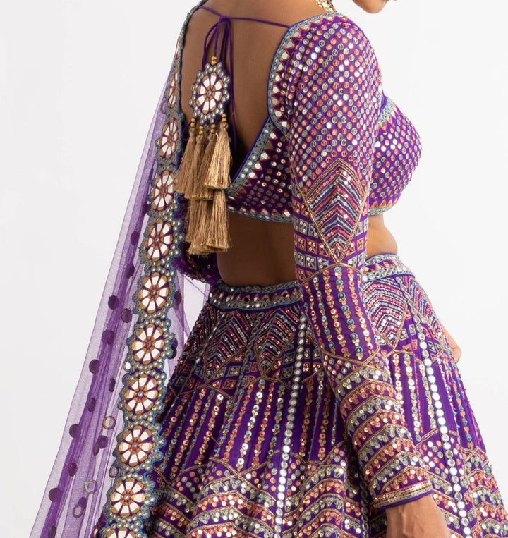 Purple Heavy Multi Color Lehenga Set Vvani by Vani Vats - Fabilicious Fashion