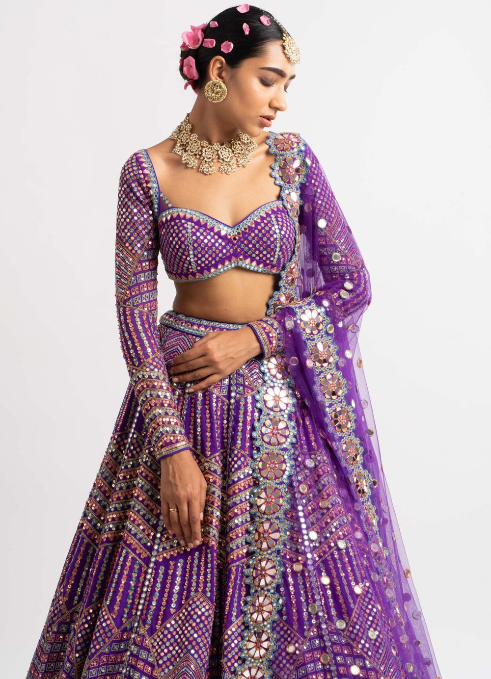 Purple Heavy Multi Color Lehenga Set Vvani by Vani Vats - Fabilicious Fashion