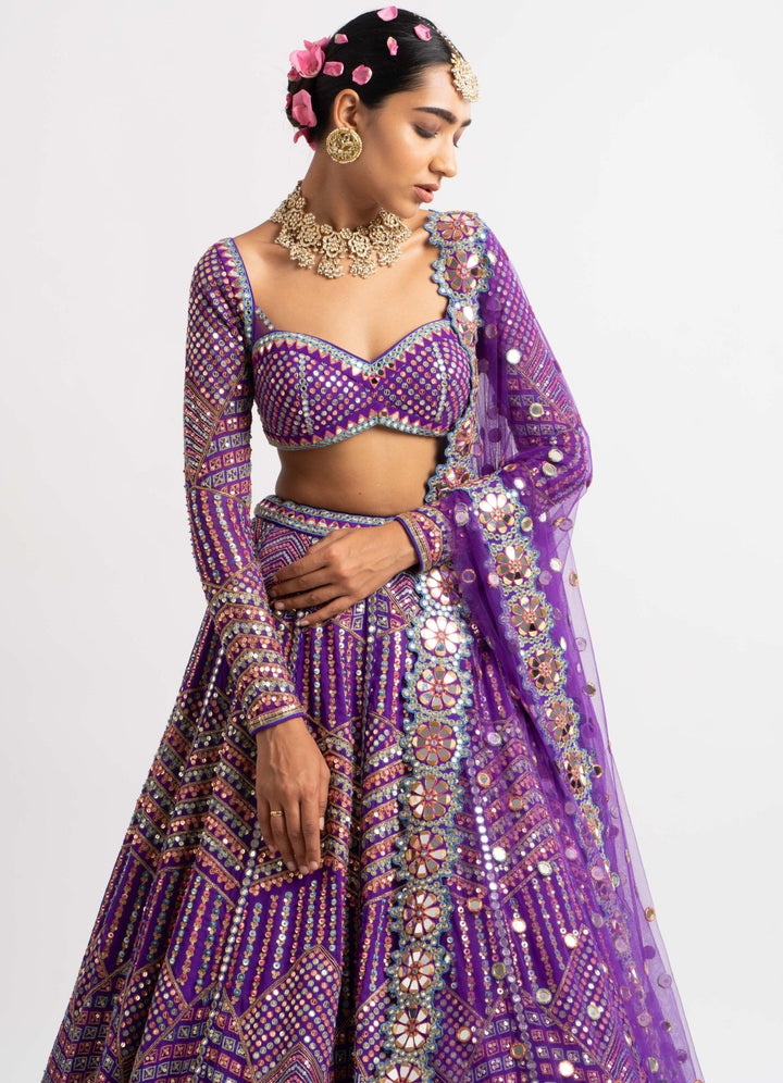 Purple Heavy Multi Color Lehenga Set Vvani by Vani Vats - Fabilicious Fashion