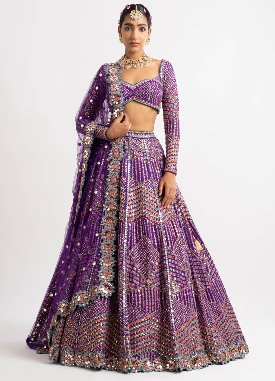 Purple Heavy Multi Color Lehenga Set Vvani by Vani Vats - Fabilicious Fashion