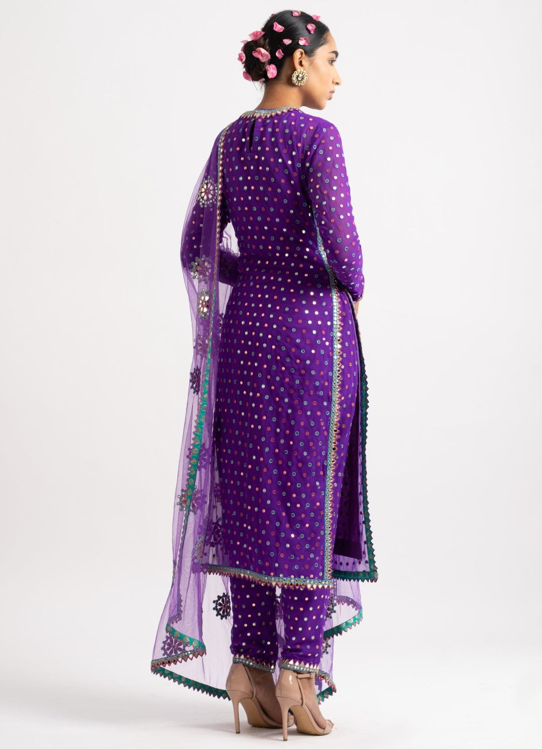 Purple Multi Polka Pant Kurta Set Vvani by Vani Vats - Fabilicious Fashion