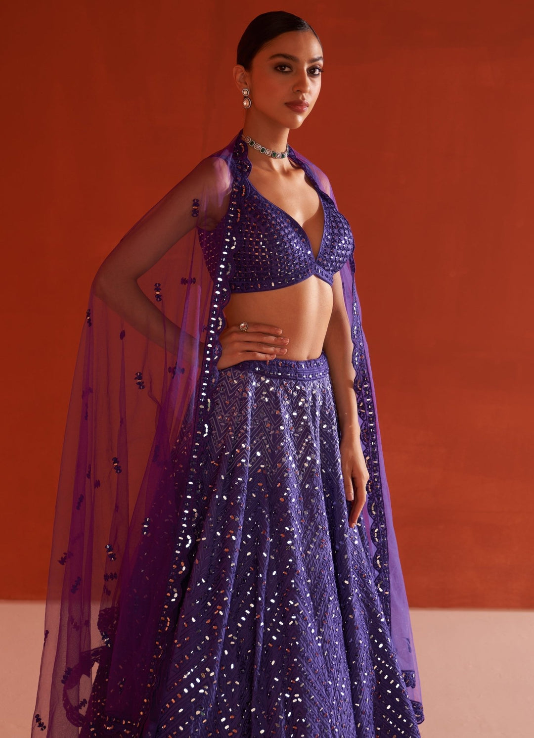 Purple Raw Silk Lehenga Set With Net Dupatta Angad Singh - Fabilicious Fashion