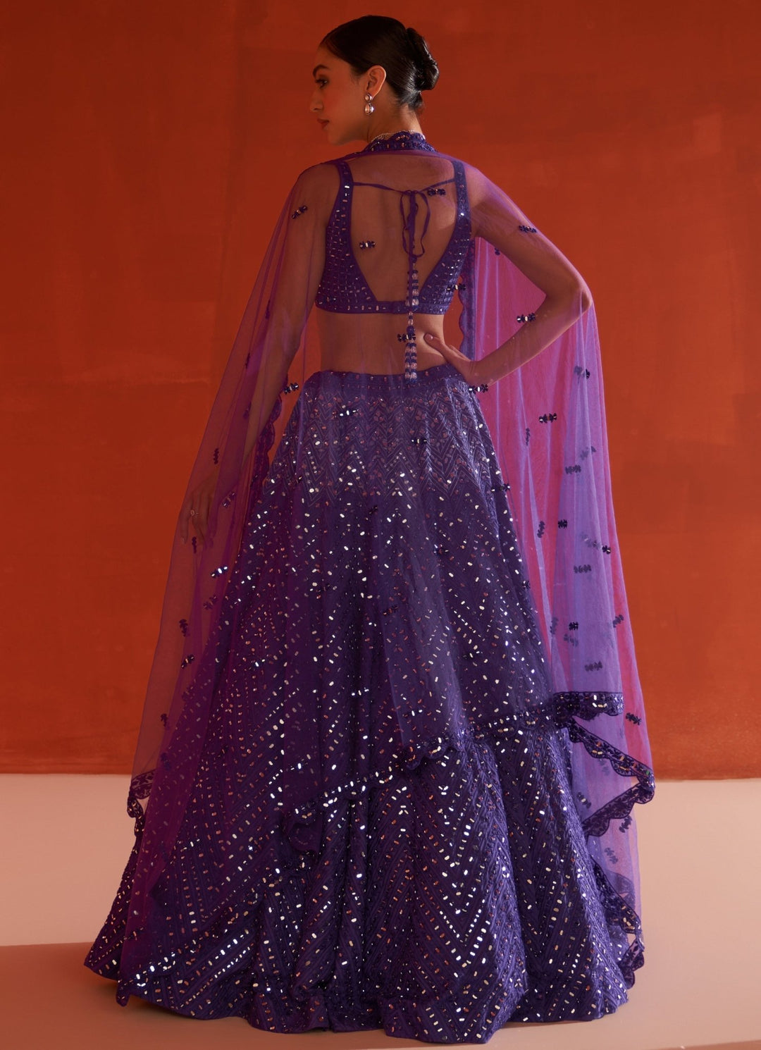 Purple Raw Silk Lehenga Set With Net Dupatta Angad Singh - Fabilicious Fashion