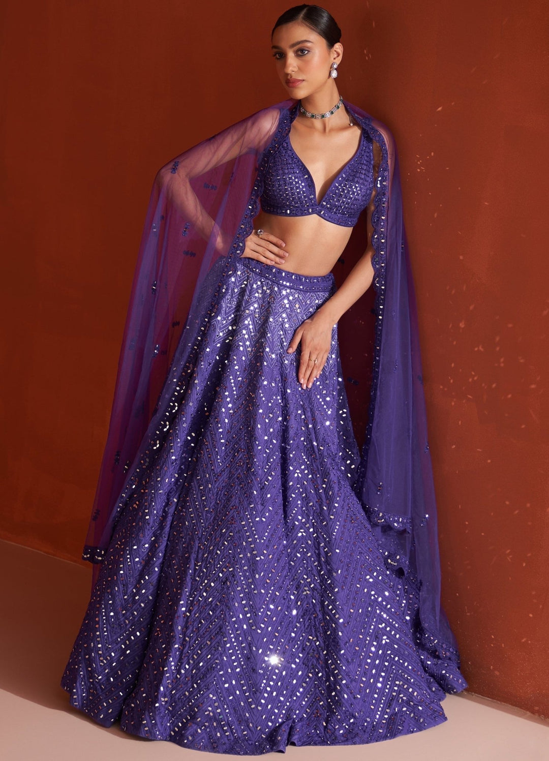 Purple Raw Silk Lehenga Set With Net Dupatta Angad Singh - Fabilicious Fashion