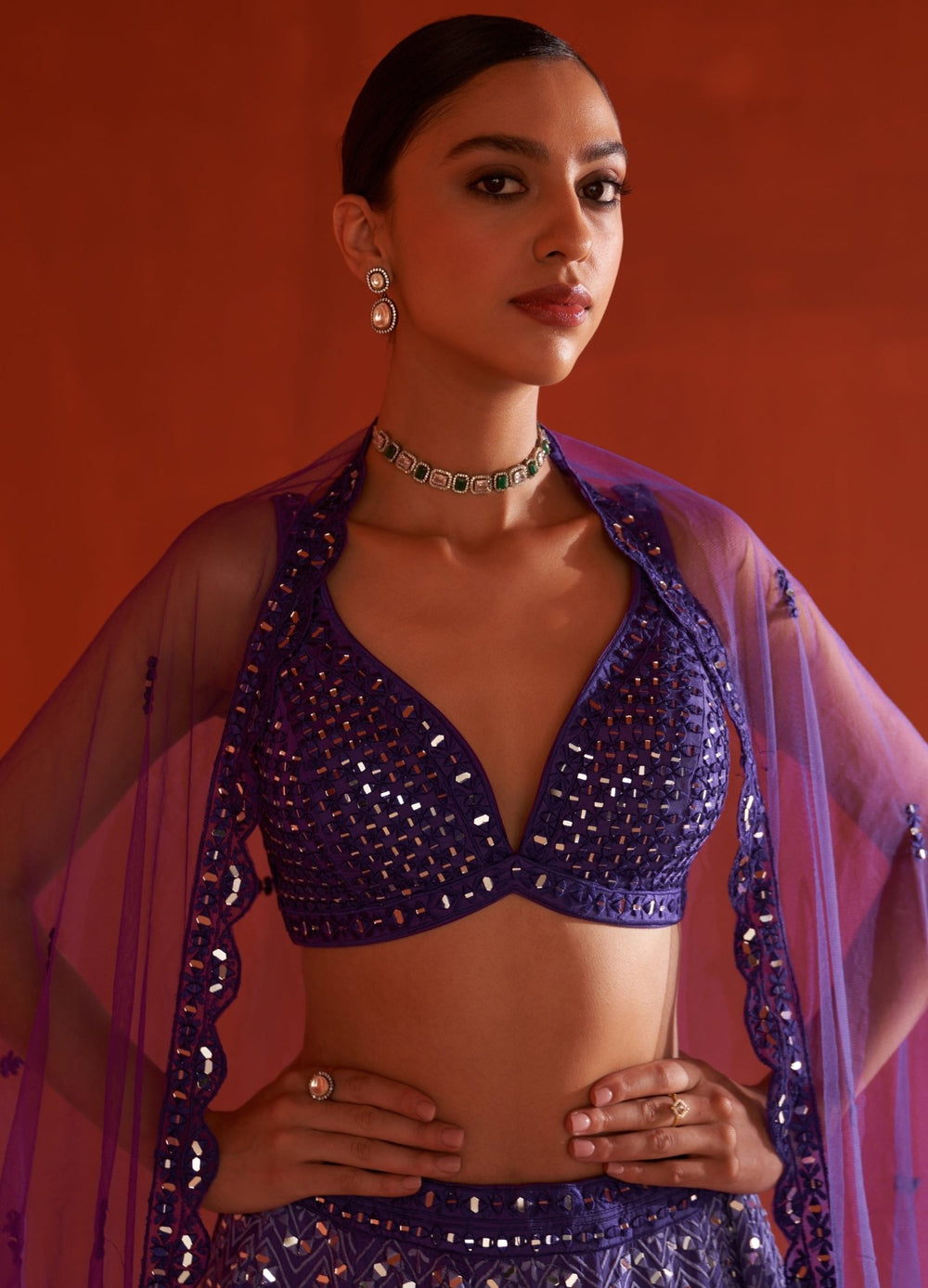 Purple Raw Silk Lehenga Set With Net Dupatta Angad Singh - Fabilicious Fashion