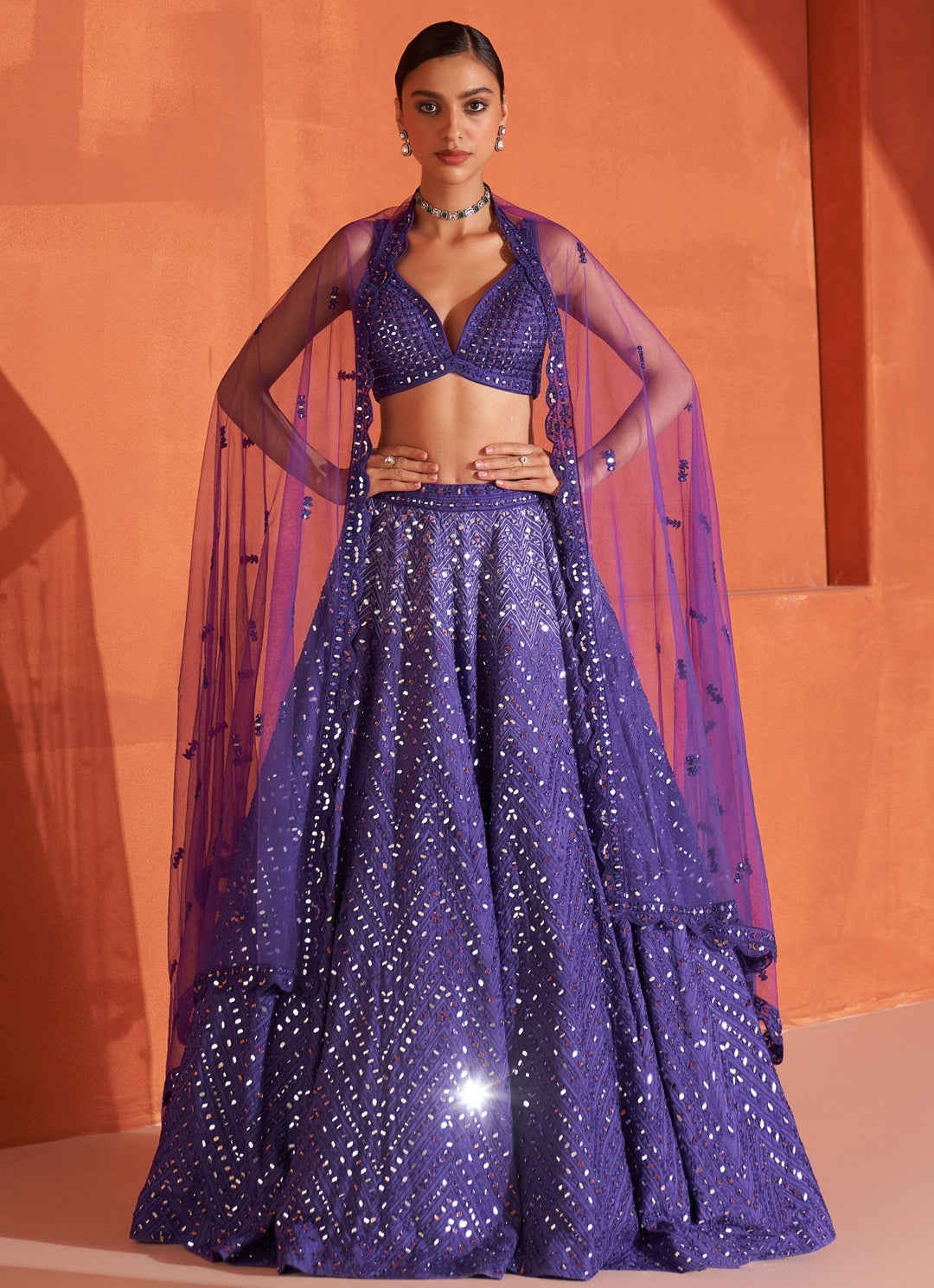 Purple Raw Silk Lehenga Set With Net Dupatta Angad Singh - Fabilicious Fashion