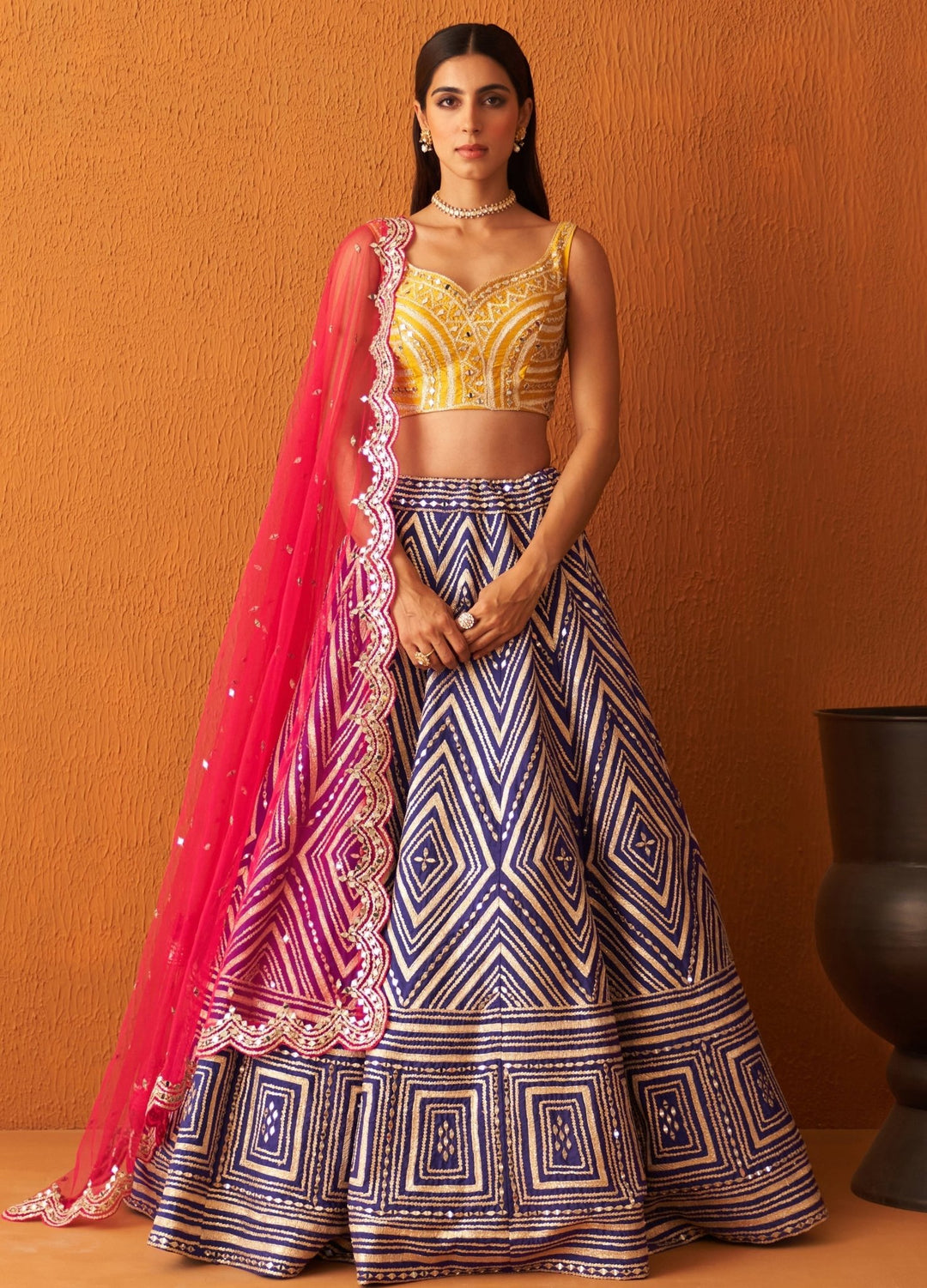 Purple Raw Silk Lehenga Set With Pink Net Dupatta Angad Singh - Fabilicious Fashion