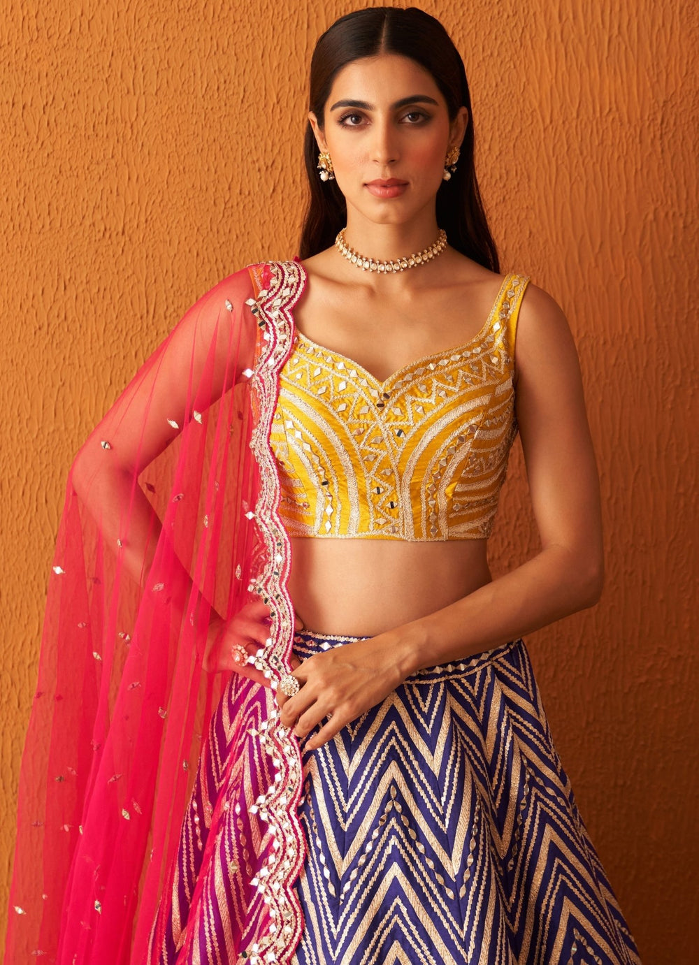Purple Raw Silk Lehenga Set With Pink Net Dupatta Angad Singh - Fabilicious Fashion