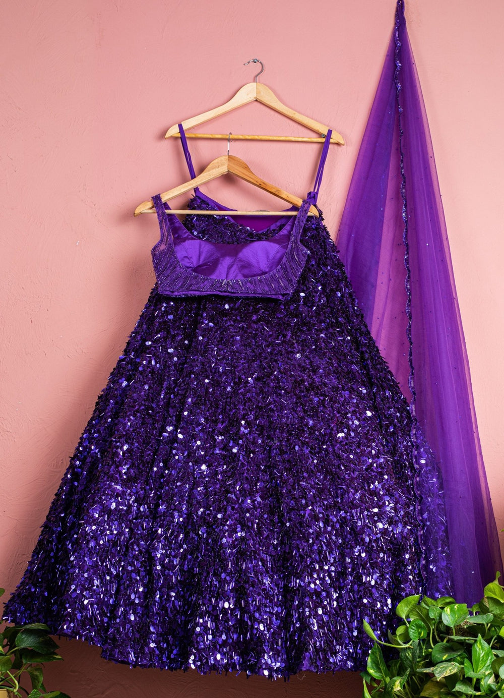 Purple Sequinned Lehenga Set Anisha Shetty - Fabilicious Fashion