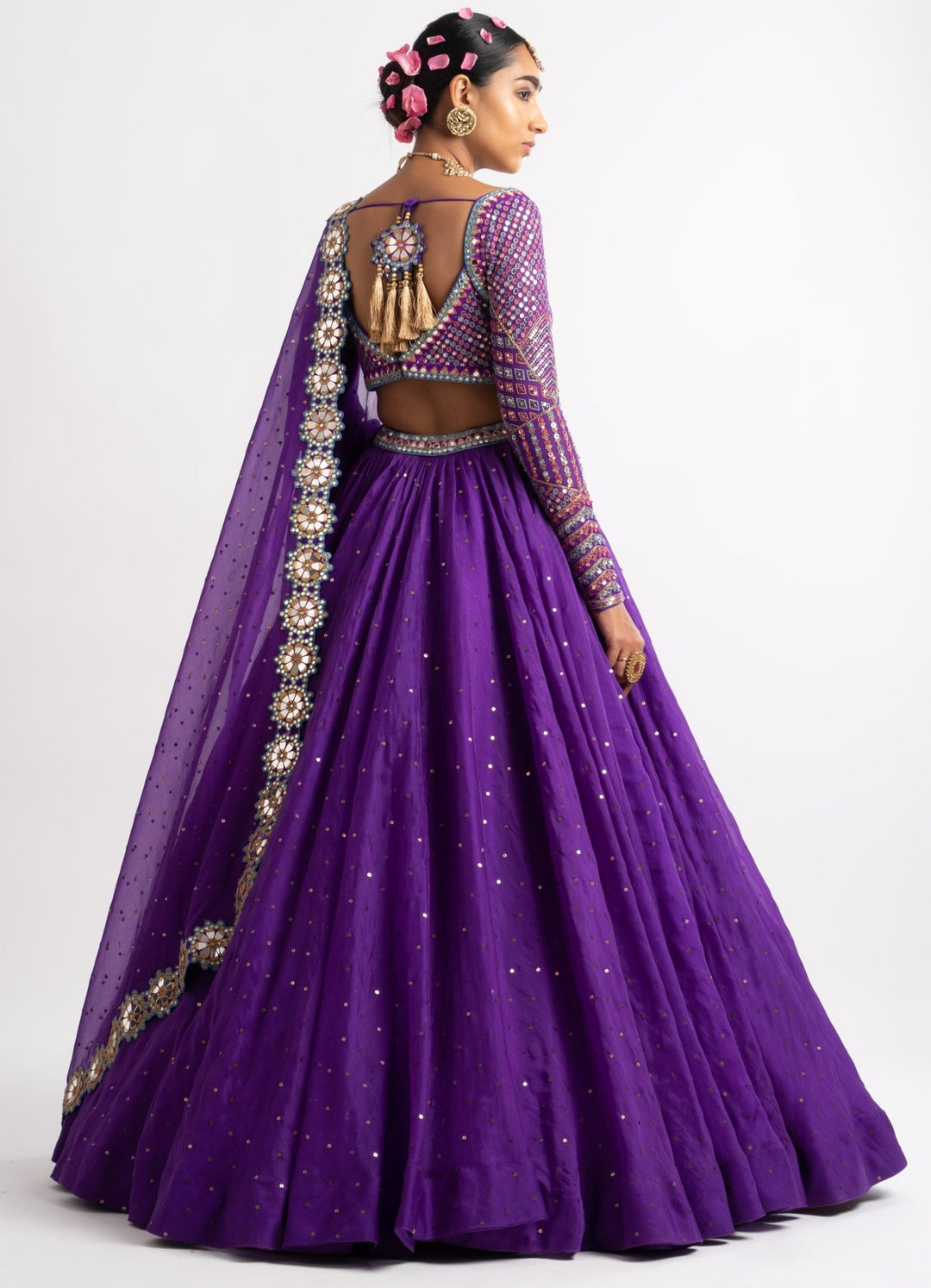 Purple Silk Organza Lehenga Set Vvani by Vani Vats - Fabilicious Fashion