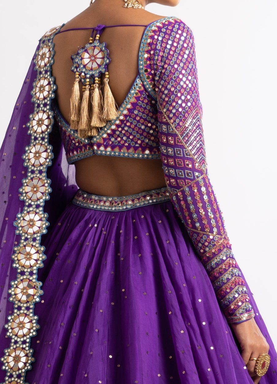 Purple Silk Organza Lehenga Set Vvani by Vani Vats - Fabilicious Fashion