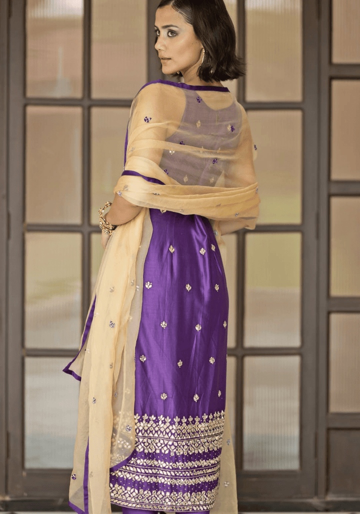Purple Straight Kurta Churidar Set Esha Koul - Fabilicious Fashion