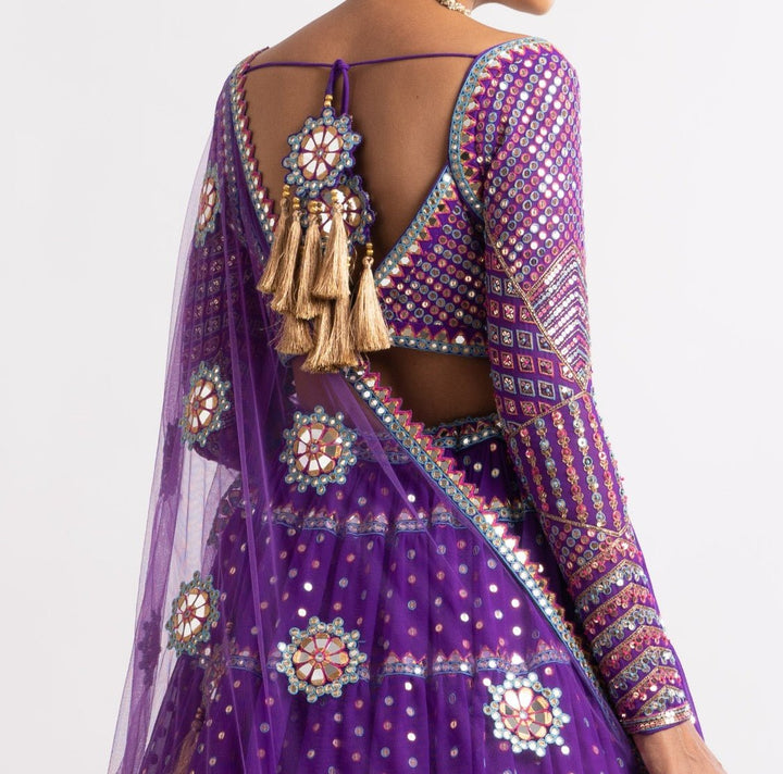 Purple Sweetheart Neck Multicoloured Lehenga Set Vvani by Vani Vats - Fabilicious Fashion