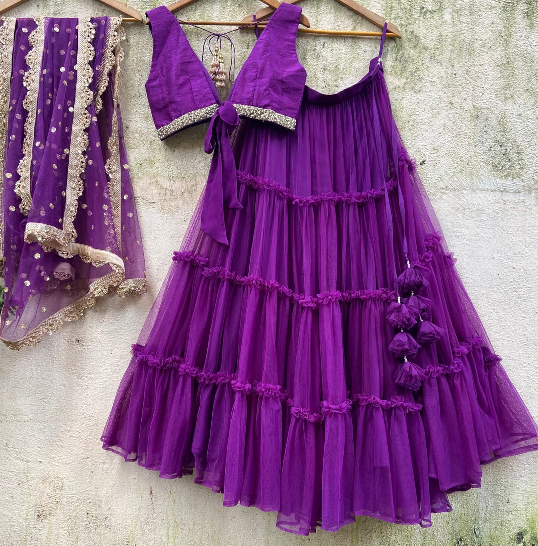 Purple Tier and Ruffle set Priti Sahni - Fabilicious Fashion