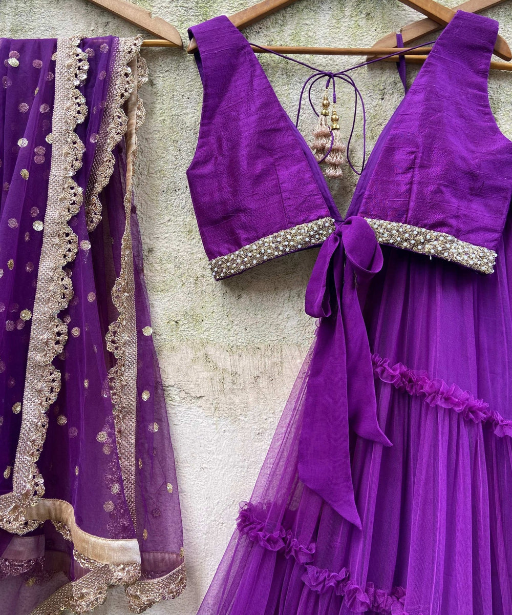 Purple Tier and Ruffle set Priti Sahni - Fabilicious Fashion