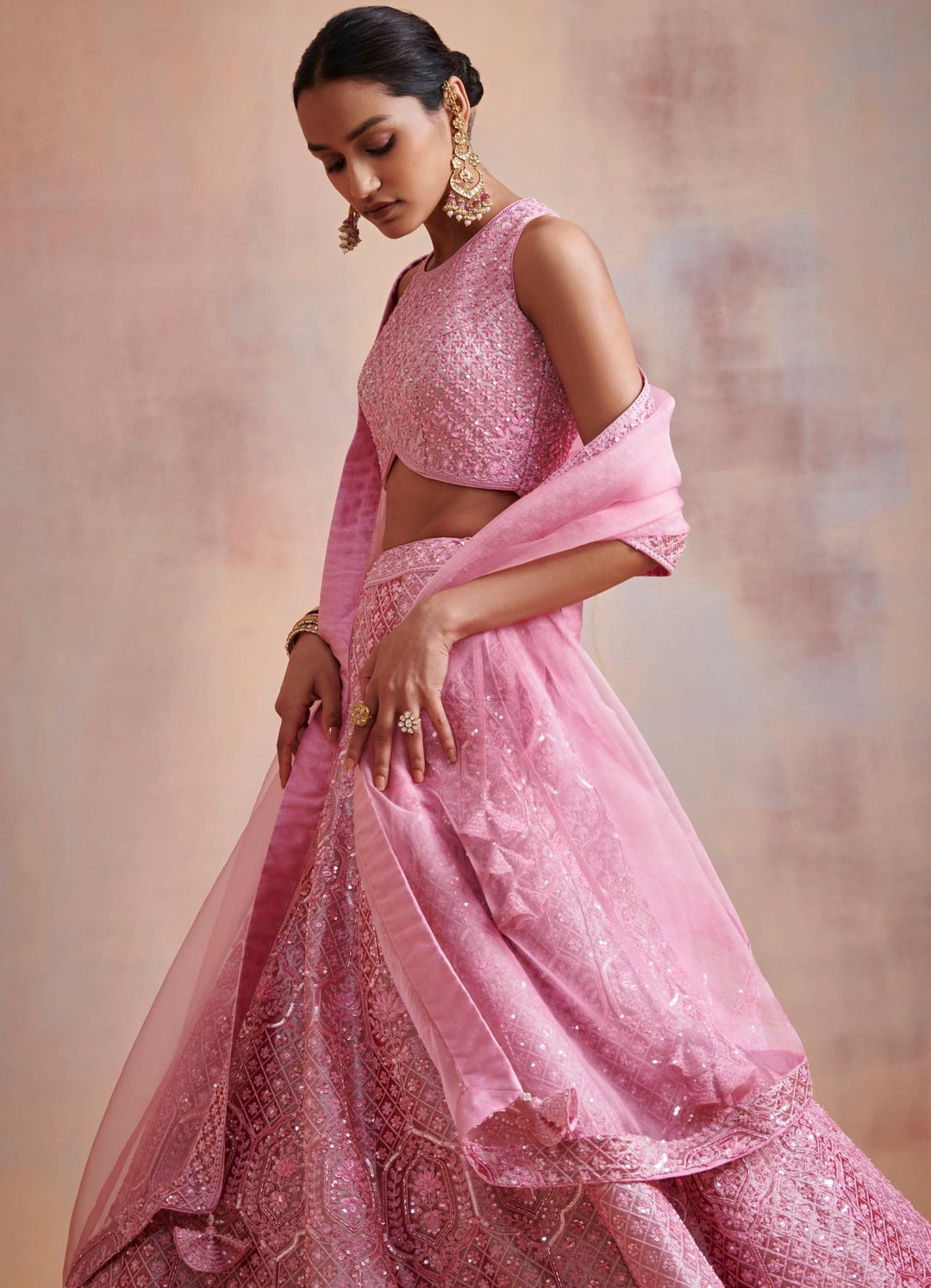 Radha Pink Embroidered Lehenga Set Suhino - Fabilicious Fashion