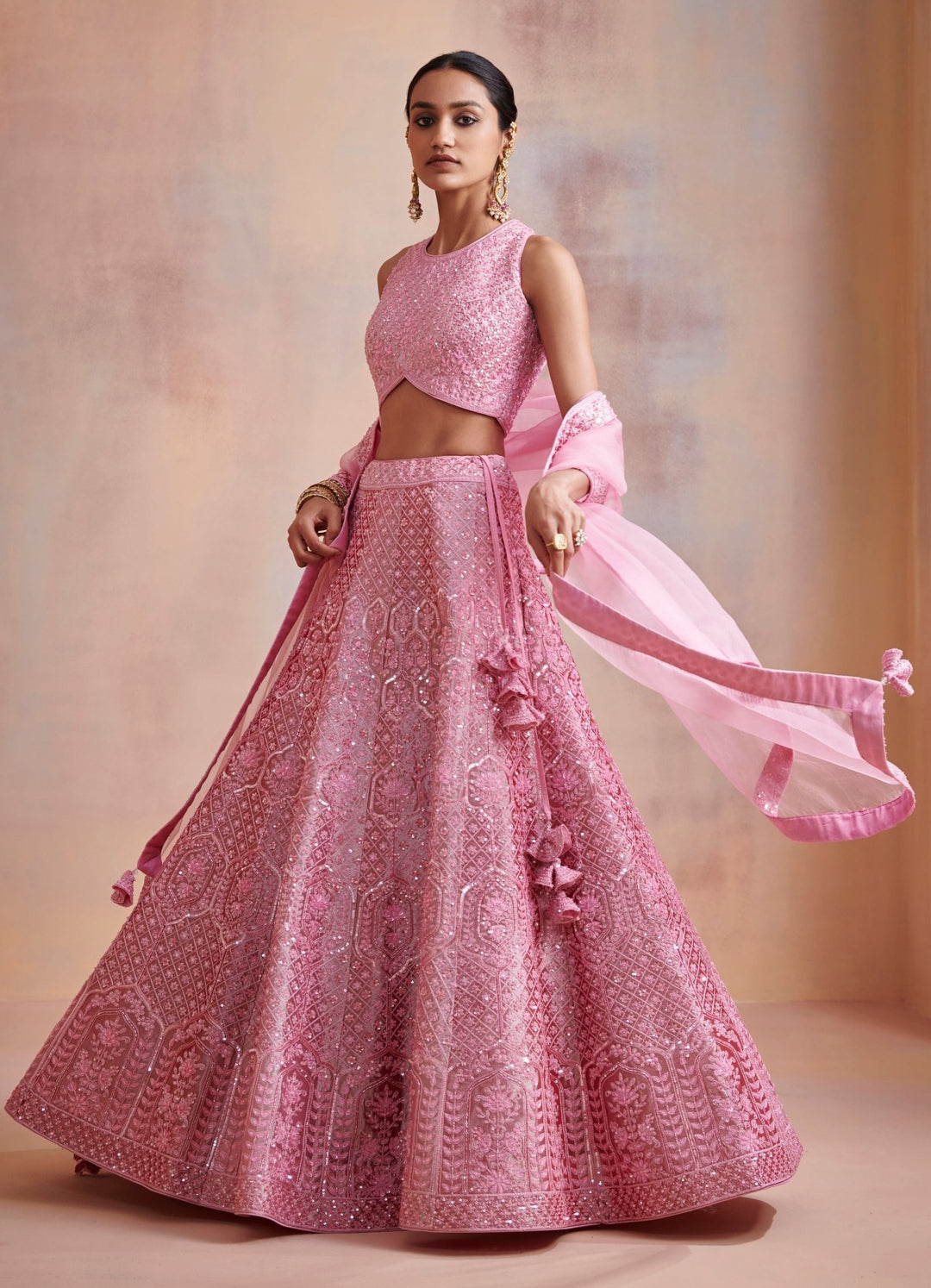 Radha Pink Embroidered Lehenga Set Suhino - Fabilicious Fashion
