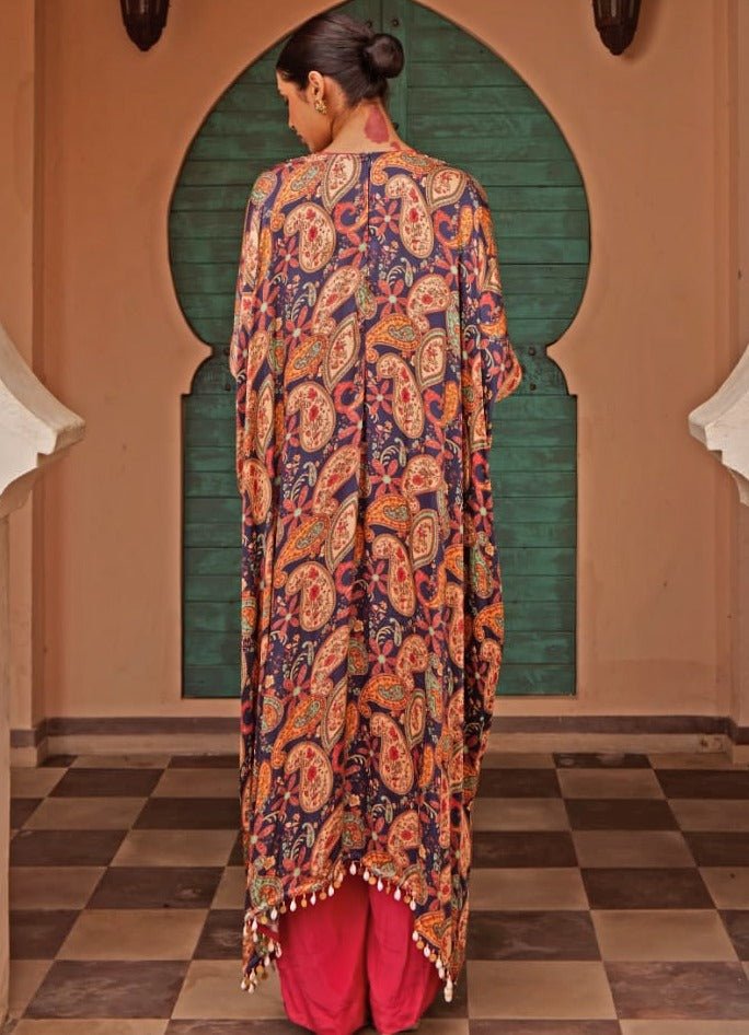 Rani Pink and Blue Printed Kaftan Set Nidhika Shekhar - Fabilicious Fashion